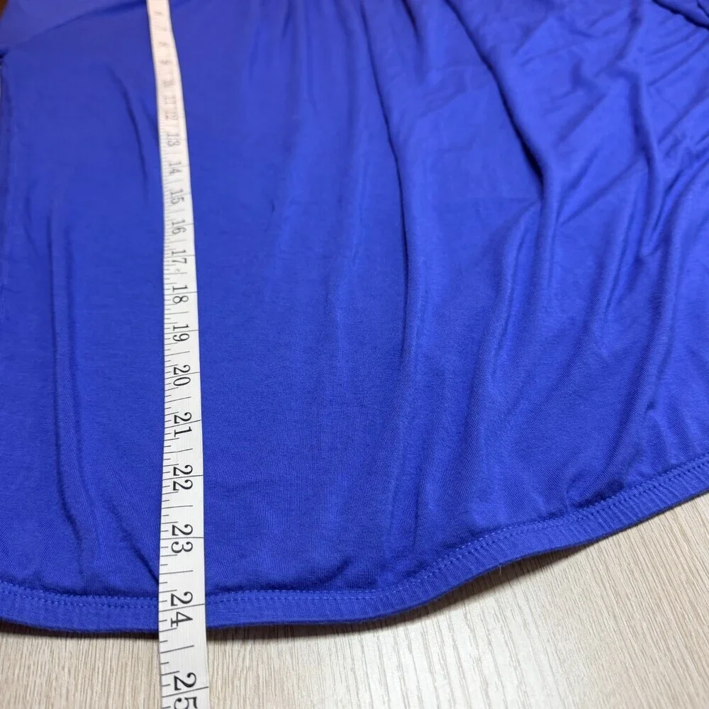 Michael Kors Peasant Top Women's L Cobalt Blue Scoop Neck 3/4 Balloon Sleeve